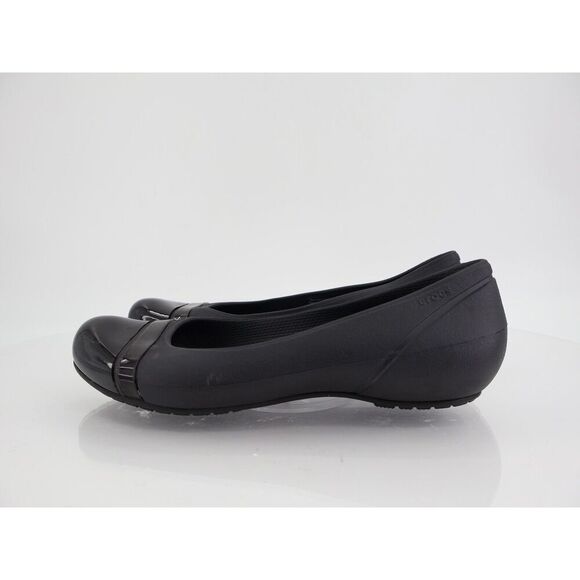 CROCS Women's Alice Flat Size 7 Ballet Shoe Black Rubber Casual Comfy Cap Toe - Picture 2 of 8